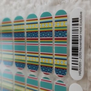 Jamberry nail wraps, 2015 November Host , full sheet blue yellow green stripes